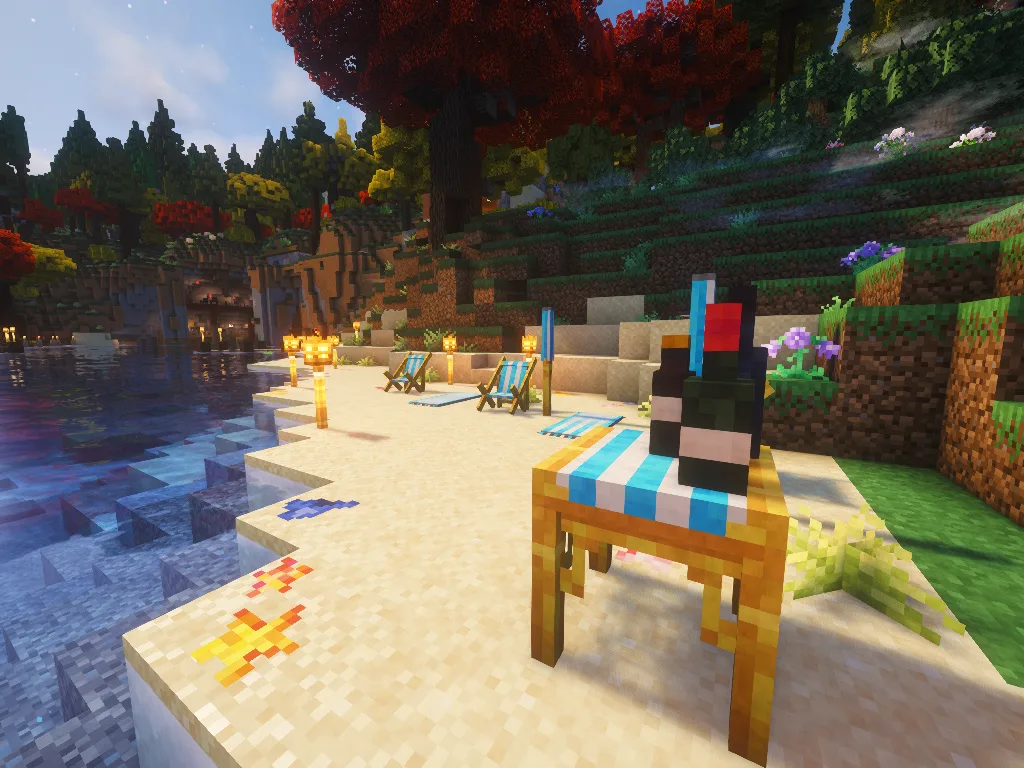 Beach hangout area with seating